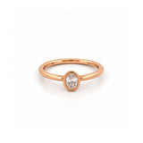 14K Gold Oval Bezel Natural Diamond Band
