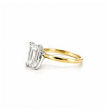 14K Gold 3.00 Carat Emerald Cut Lab Grown Diamond Solitaire Engagement Ring