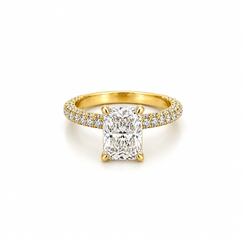 14K Gold 2.50 Carat Radiant Lab Grown Diamond 3D Engagement Ring