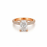 14K Gold 2.50 Carat Radiant Lab Grown Diamond 3D Engagement Ring