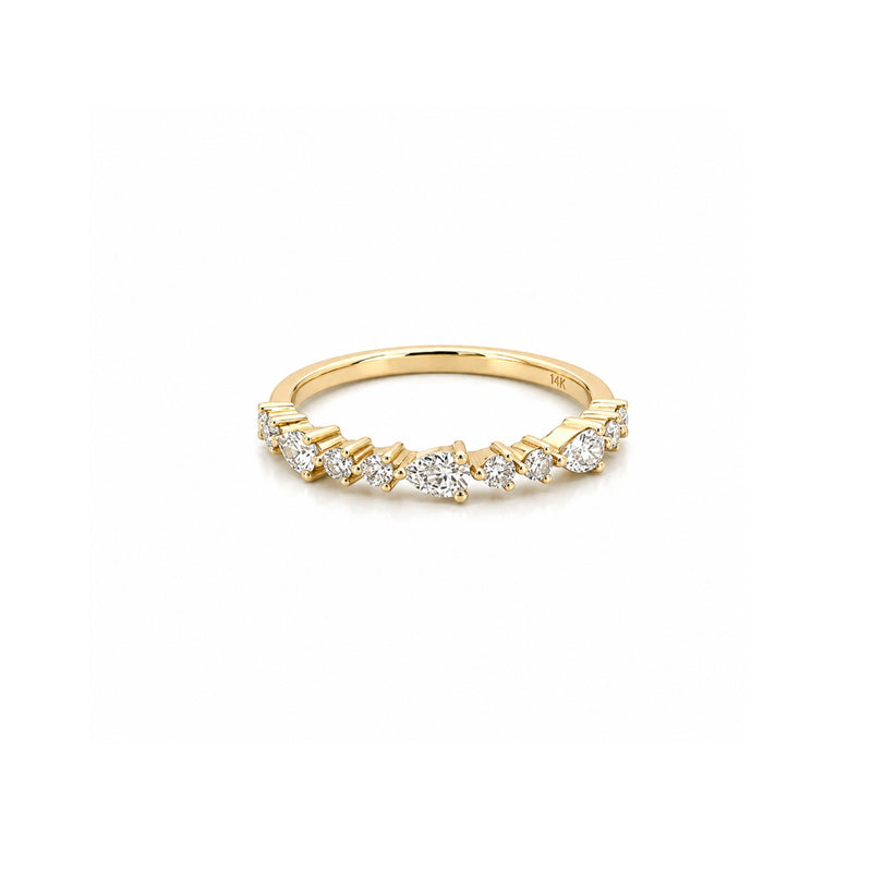 14K Gold Pear and Round Diamond Band