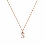 14K Gold Personalized Stylized Initial Diamond Pendant Necklace