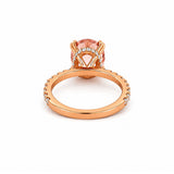 14K Gold Diamond Under Halo with 2.54 Carat Oval Morganite Engagement Ring