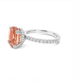 14K Gold Diamond Under Halo with 2.54 Carat Oval Morganite Engagement Ring