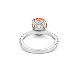 14K Gold Diamond Under Halo with 2.54 Carat Oval Morganite Engagement Ring