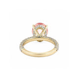 14K Gold Diamond Under Halo with 2.50 Carat Oval Morganite Engagement Ring