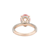 14K Gold Diamond Under Halo with 2.50 Carat Oval Morganite Engagement Ring