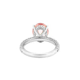 14K Gold Diamond Under Halo with 2.50 Carat Oval Morganite Engagement Ring