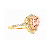14K Gold Diamond Halo with 1.24 Carat Pear Morganite Engagement Ring