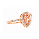 14K Gold Diamond Halo with 1.24 Carat Pear Morganite Engagement Ring