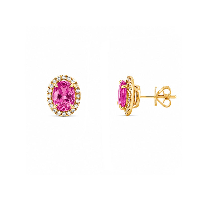 14K Gold Pink Sapphire Stud Earrings