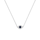 14K Gold Sapphire Evil Eye Diamond Pendant Necklace