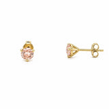 14K Gold Lab Grown Pink Diamond Martini Stud Earrings