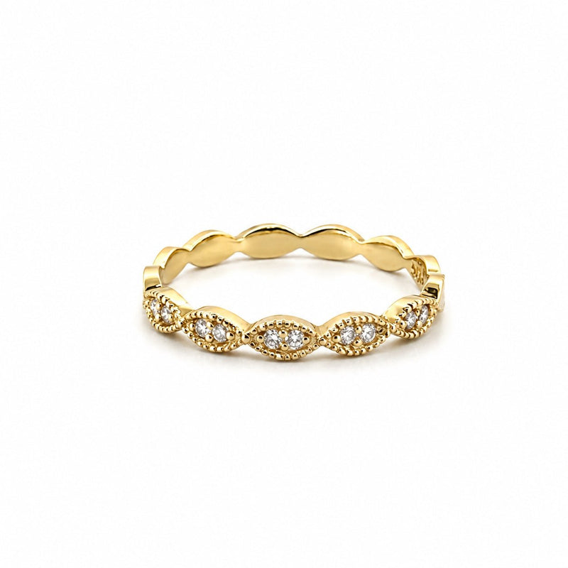 14K Gold Marquise Style Half Eternity 2MM Band