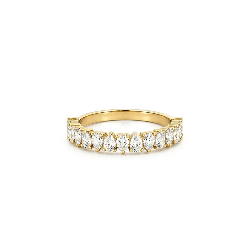 14K Gold Pear Alternate 3MM Band Half Eternity