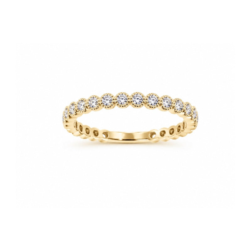 14K Gold Diamond Antique Style Art Deco Bezel Set 3/4 Eternity Band