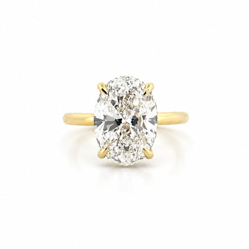 14K Gold 3.00 Carat Oval Lab Grown Diamond Solitaire Engagement Ring