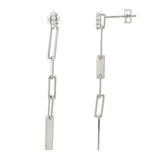14K Gold Paper Clip Diamond Bar Earrings