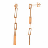 14K Gold Paper Clip Diamond Bar Earrings