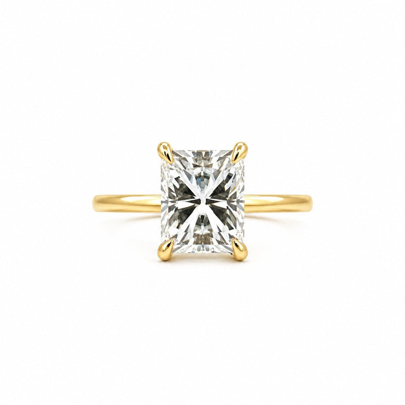 14K Gold 4.00 Carat Radiant Cut Moissanite Solitaire Engagement Ring