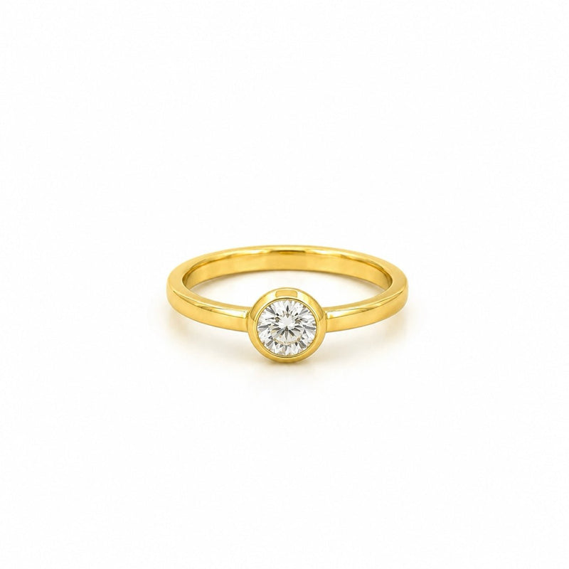 14K Gold Round Diamond Bezel Band