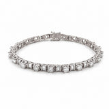 14K Gold Round and Baguette Natural Diamond Tennis Bracelet