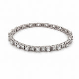 14K Gold Round and Baguette Natural Diamond Tennis Bracelet