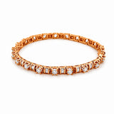 14K Gold Round and Baguette Natural Diamond Tennis Bracelet