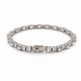 14K Gold Round and Baguette Natural Diamond Tennis Bracelet