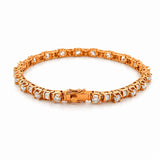 14K Gold Round and Baguette Natural Diamond Tennis Bracelet