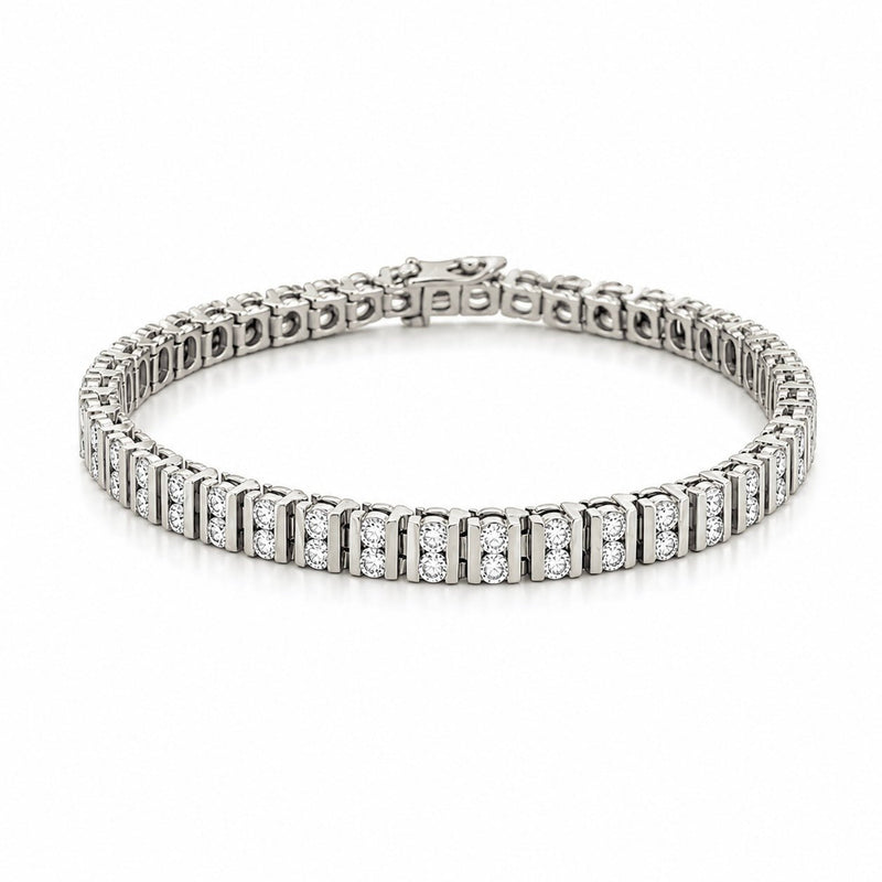 14K Gold Two Row Diamond Channel Tennis Bracelet