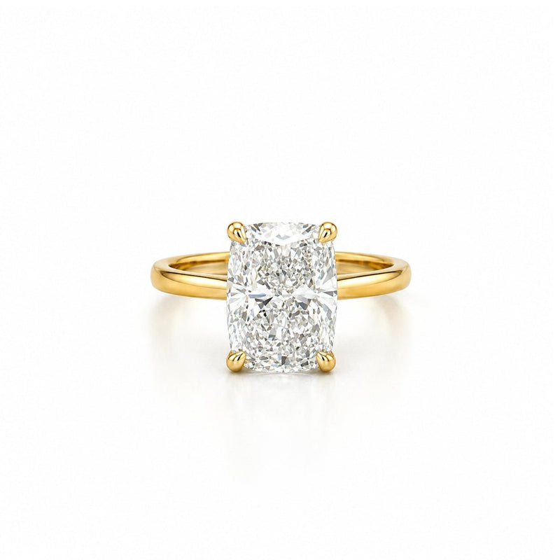 14K Gold Lab Grown Cushion Diamond Cathedral Engagement Ring