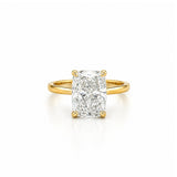 14K Gold Lab Grown Cushion Diamond Cathedral Engagement Ring