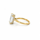 14K Gold Lab Grown Cushion Diamond Cathedral Engagement Ring
