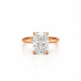 14K Gold Lab Grown Cushion Diamond Cathedral Engagement Ring