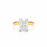 14K Gold Lab Grown Cushion Diamond Cathedral Engagement Ring