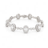 14K Gold Oval Baguette Cluster Natural Diamond Bracelet