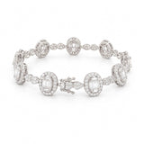 14K Gold Oval Baguette Cluster Natural Diamond Bracelet