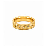 14K Gold Filigree Diamond Inset Band