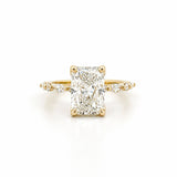 14K Gold Lab Grown Radiant Diamond Single Prong Round and Marquise Engagement Ring