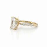 14K Gold Lab Grown Radiant Diamond Single Prong Round and Marquise Engagement Ring