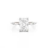 14K Gold Lab Grown Radiant Diamond Single Prong Round and Marquise Engagement Ring
