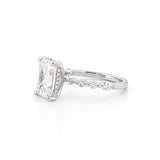 14K Gold Lab Grown Radiant Diamond Single Prong Round and Marquise Engagement Ring