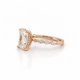 14K Gold Lab Grown Radiant Diamond Single Prong Round and Marquise Engagement Ring