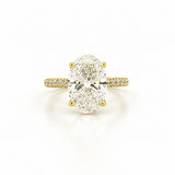 14K Gold Lab Grown Oval Diamond 3D Cathedral Engagement Ring
