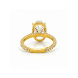 14K Gold Lab Grown Oval Diamond 3D Cathedral Engagement Ring