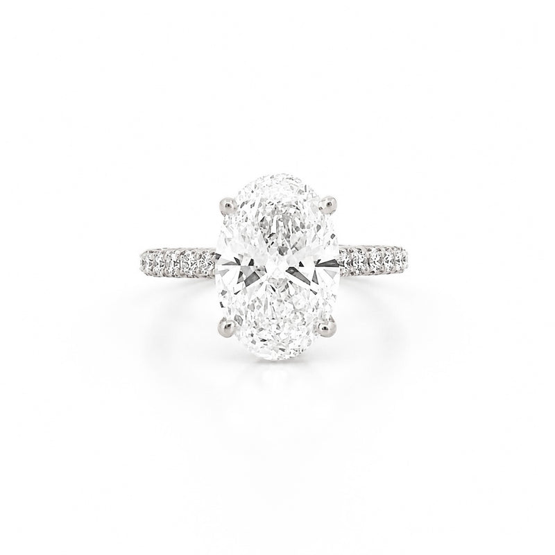 14K Gold Lab Grown Oval Diamond 3D Cathedral Engagement Ring