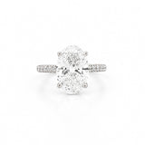 14K Gold Lab Grown Oval Diamond 3D Cathedral Engagement Ring