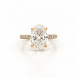 14K Gold Lab Grown Oval Diamond 3D Cathedral Engagement Ring