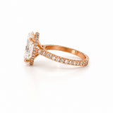 14K Gold Lab Grown Oval Diamond 3D Cathedral Engagement Ring